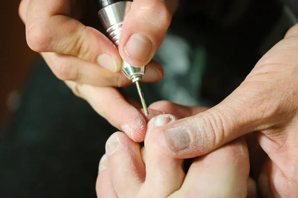 Appareil Pédicure Avec Une Machine Électrique Dans Salon Beauté Manucure — Photo