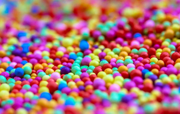 Many Colorful Foam Balls Multi Color Confetti Backdrop Confectionery Sprinkles — Stock Photo, Image