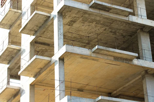 Construção Concreta Novo Edifício Apartamentos Uma Fachada Edifícios Inacabados Vista — Fotografia de Stock