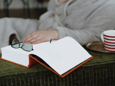 Sakin bir kış anıydı. Evdeki yeşil kadife koltukta kağıt bir kitapla ve sıcak kahveyle rahatlayan, rahat ve yavaş bir hayatı sembolize eden tanınmamış bir insan. Orta yaşlı bir kadın dinleniyor..