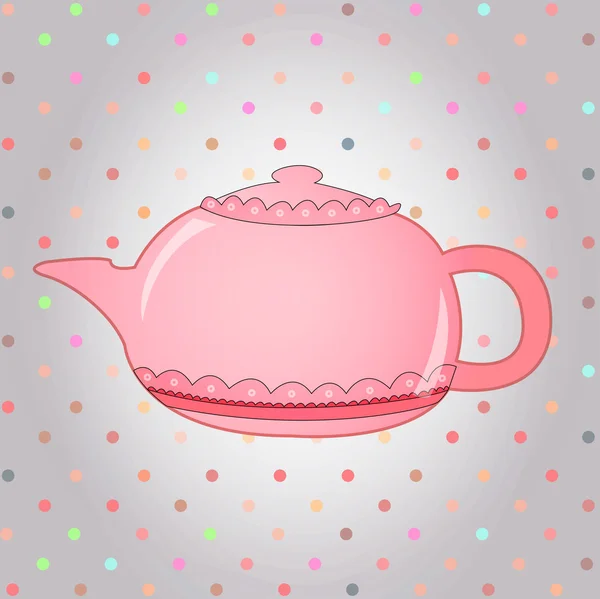 Nice morning pink teapot — Stock Vector