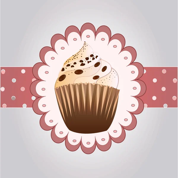 Koffie cupcake op de grijze achtergrond — Stockvector