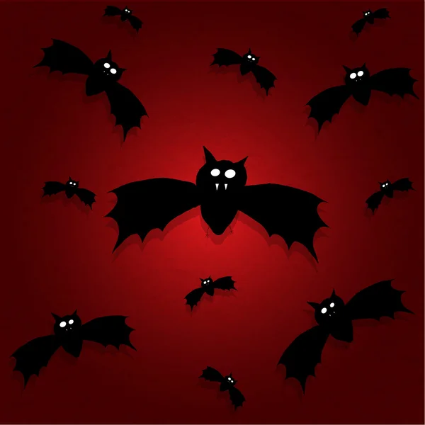 Halloween bats on the red textured background — Stock Photo, Image