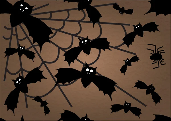 Murciélagos de Halloween y fondo de araña —  Fotos de Stock