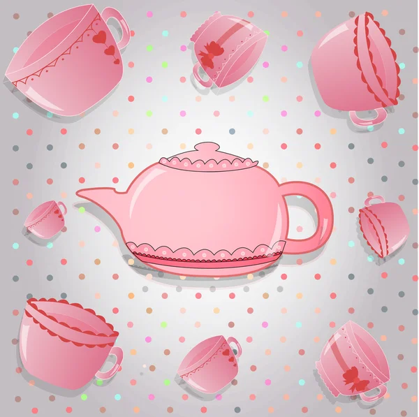 Il y a de belles tasses roses — Image vectorielle