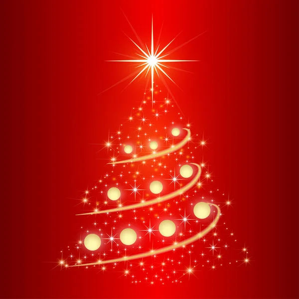 Nice  Christmas tree on the red background — Stock Vector