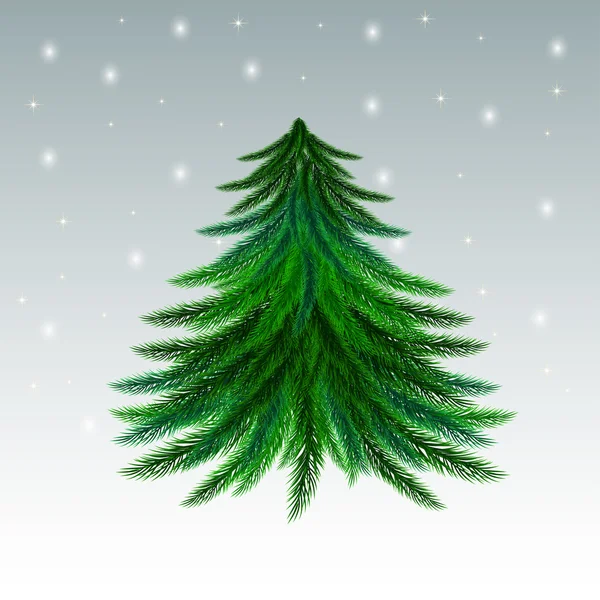 Nice  firtree on  snowing background — Stock Vector