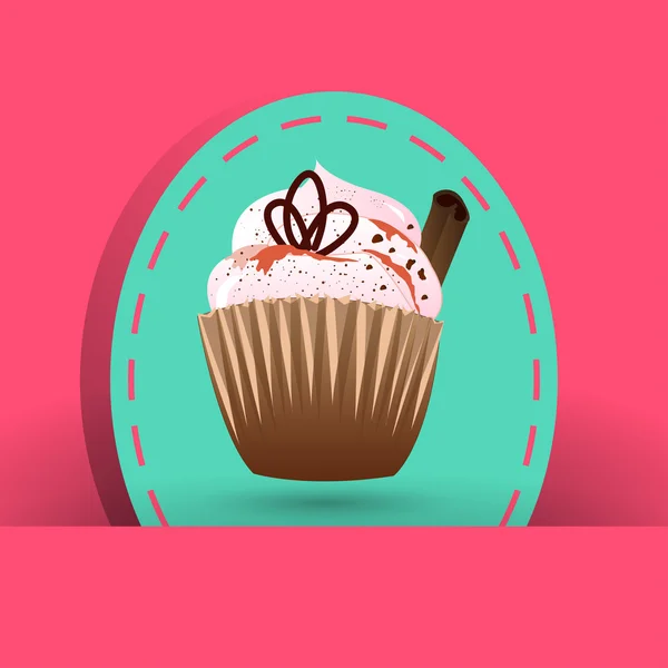 Cupcake sullo sfondo rosa con cannella — Vettoriale Stock