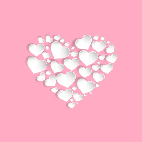 Wiele całkiem białe serce na Walentynki — Wektor stockowy