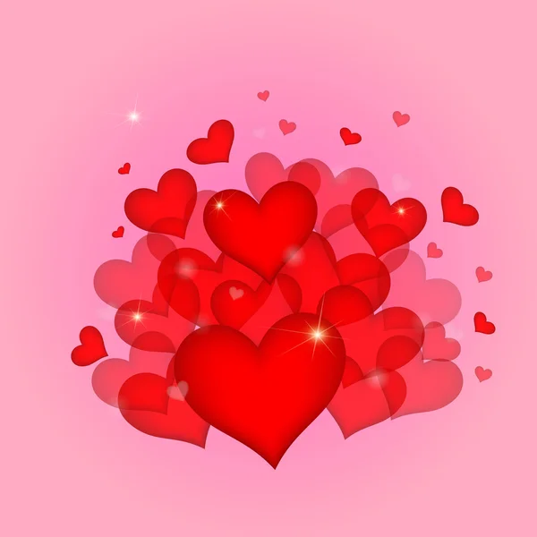Muchos corazón rojo bonito para el día de San Valentín — Vector de stock
