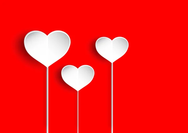 Tre vit ganska hjärta för alla hjärtans dag — Stock vektor