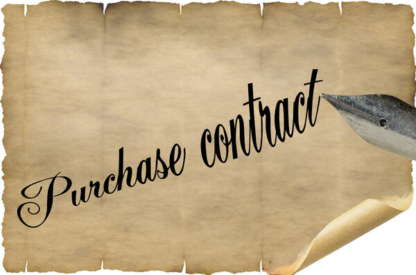 Purchase contract in English with pen        