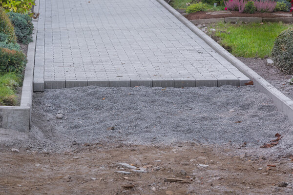 Construction of a paved surface.     