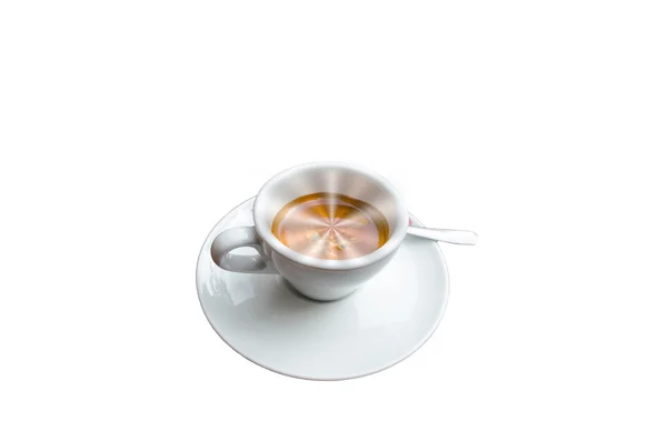 Kopje koffie op abstracte zilveren achtergrond. — Stockfoto