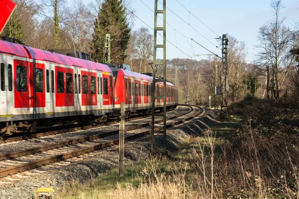 У водіння, залізниці поїзд до Дюссельдорф.. — стокове фото