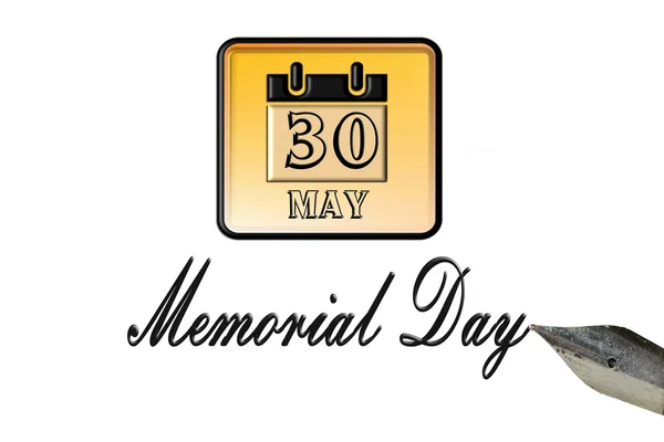 Memorial Day greeting card with pen and calendar page — Stock Photo, Image