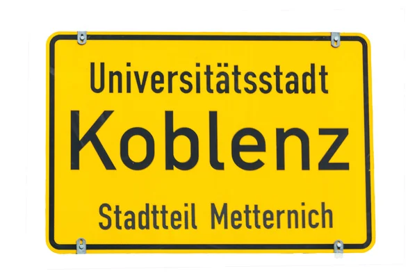 Stadens gräns tecknet Koblenz mot vit bakgrund — Stockfoto