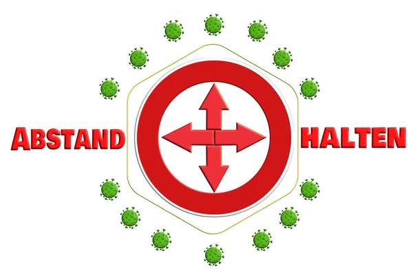Diskretionschild Testo Tedesco Health Comes First Coronavirus Covid Prega Mantenere — Foto Stock
