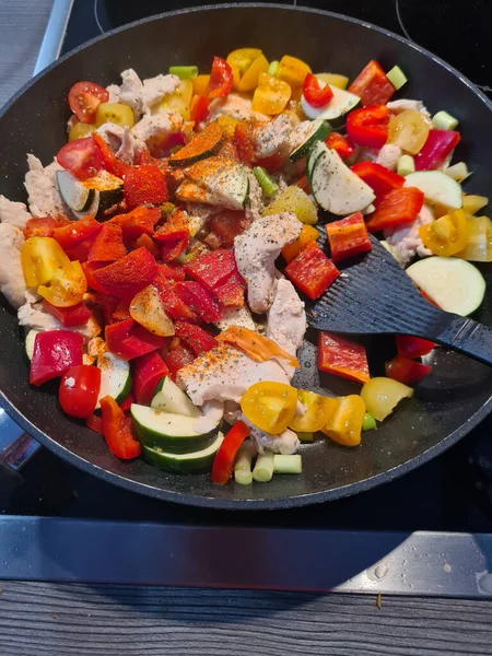 Padella Con Verdure Fresche Senza Carne — Foto Stock