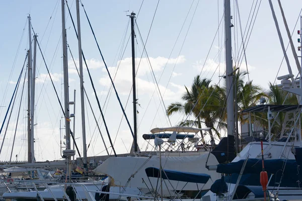 Vista Deck Observação Sobre Cidade Velha Para Marina Puerto Mogan — Fotografia de Stock