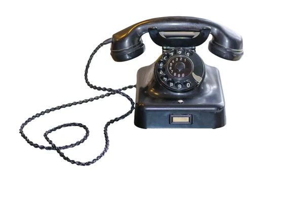 Telefone antigo com discagem em fundo branco — Fotografia de Stock