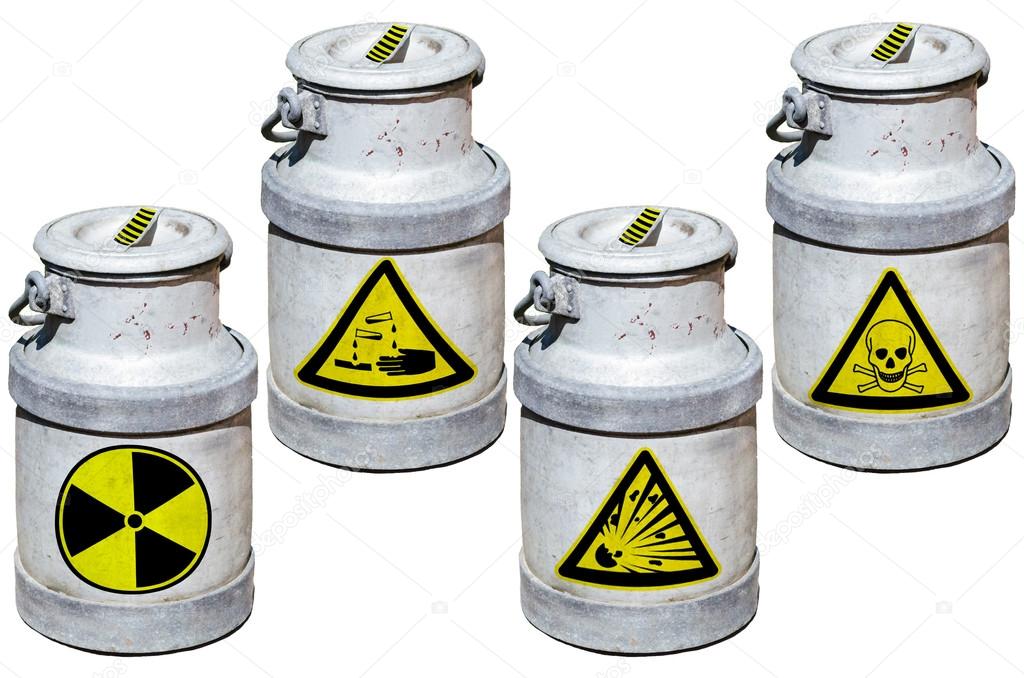 Four barrels with hazardous waste.