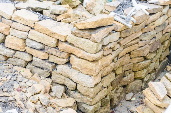 Steinmauer, Trockenbau, Sandstein — Stockfoto