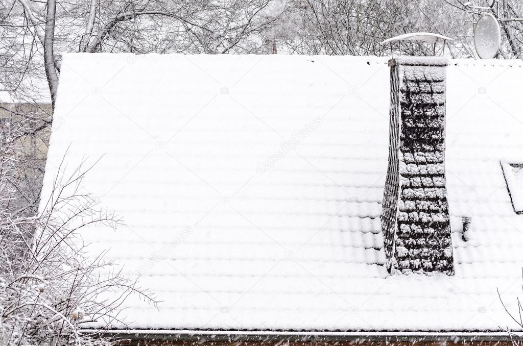 Snowed house roof