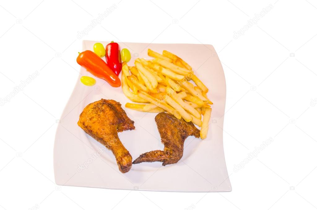 Half a chicken with chips