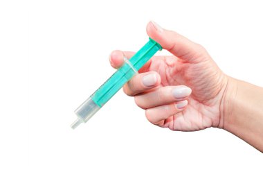  Kadın el şırınga ile