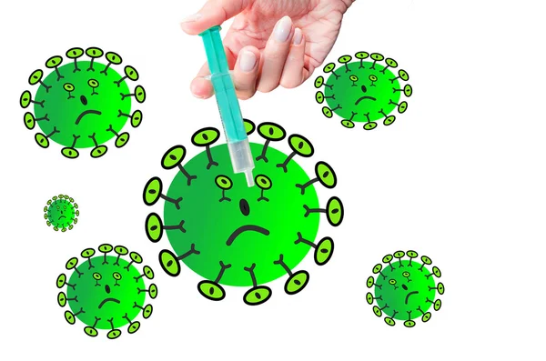 Symboles de virus avec seringue — Photo