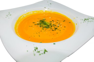 balkabağı çorbası ve maydanoz