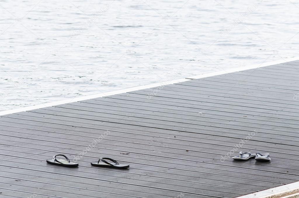 Sandals on a jetty