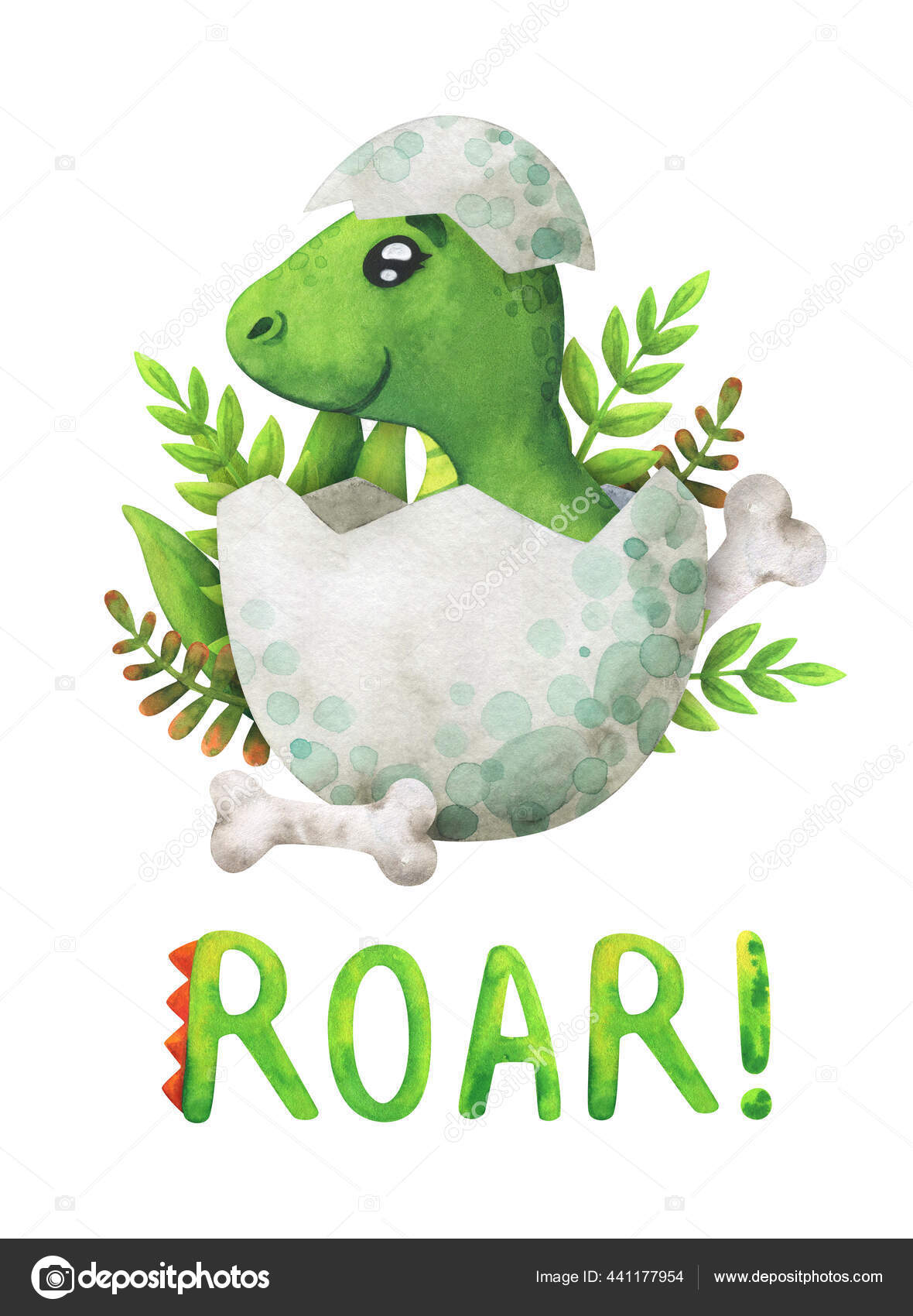 Quadro Infantil Desenho Dinossauro Verde Roar