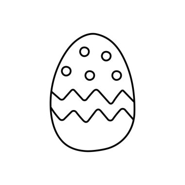 Paskalya karalaması, boyalı yumurta, doğrusal vektör çizimi. El çizimi biçim sembolleri ve nesneler, çıkartma, dekor, kartpostal, simge, boyama sayfası, logo, pankart için basit, siyah çizim