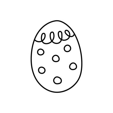 Paskalya karalaması, boyalı yumurta, doğrusal vektör çizimi. El çizimi biçim sembolleri ve nesneler, çıkartma, dekor, kartpostal, simge, boyama sayfası, logo, pankart için basit, siyah çizim