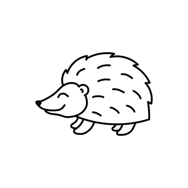 Contour Image Hedgehog Black Silhouette Animal Doodle Icon Simple Black — Stock Vector