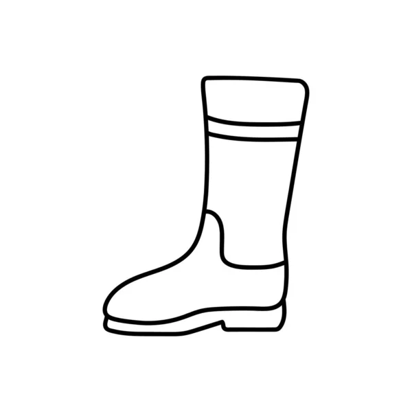 Contour Image Rubber Boot Black Silhouette Pair Shoes Doodle Icon — Stock Vector