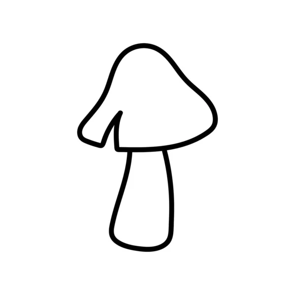 Doodle Mushroom Icon Contour Image Black Drawing Autumn Forest Plants — 스톡 벡터
