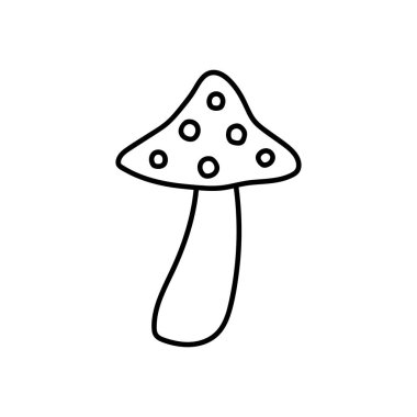 Doodle, mantar sineğinin simgesi. Çıkartmalar, dekorlar, kartpostallar için sonbahar bitkilerinin siyah çizimleri. Bitkilerin vektör ögesi