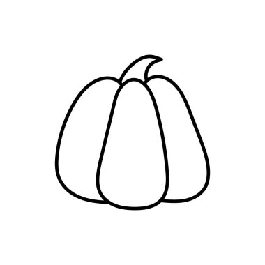 Balkabağı ikonu. Sukabağı sebze mahsulünün birleşik görüntüsü. Çıkartmalar, dekorlar, kartpostallar için bitkilerin siyah çizimleri. Vektör bitkisi Clipart