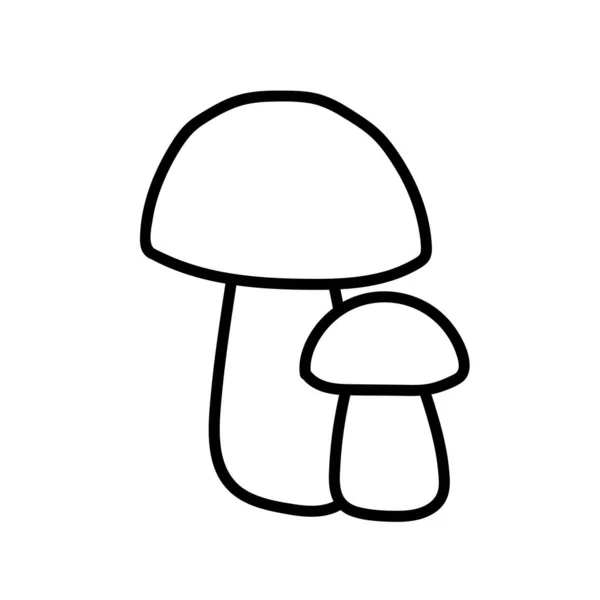 Icône Champignon Caniche Image Contour Dessin Noir Plantes Forestières Automne — Image vectorielle