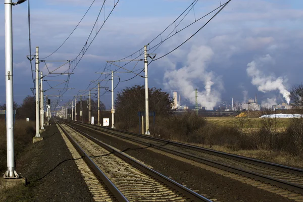 Spoorlijn rubriek in de verte — Stockfoto