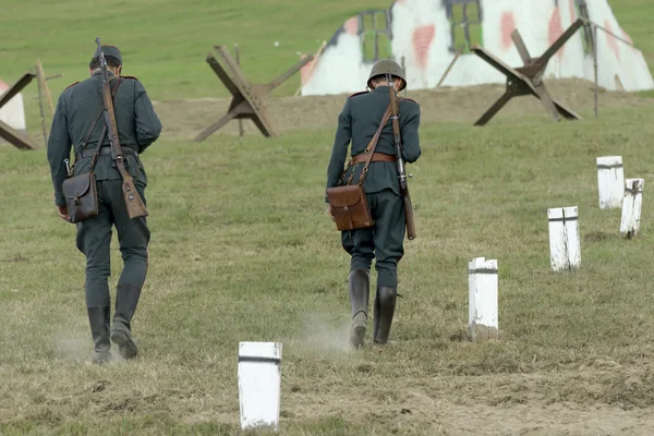 Troops and equipment in the historic Battle — Stock Photo, Image