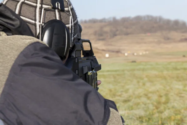 Police Sniper with his gun — Stock Photo, Image