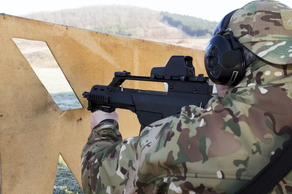 Police Sniper with his gun — Stock Photo, Image