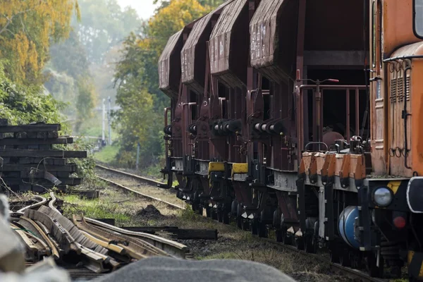 Yük treni ayakta istasyonunda — Stok fotoğraf