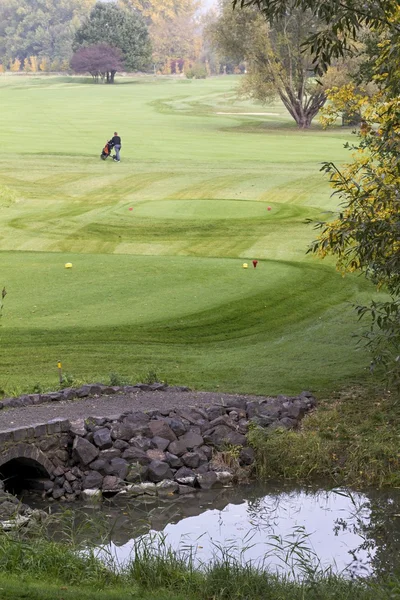 Människor flyttar runt golfbanan — Stockfoto