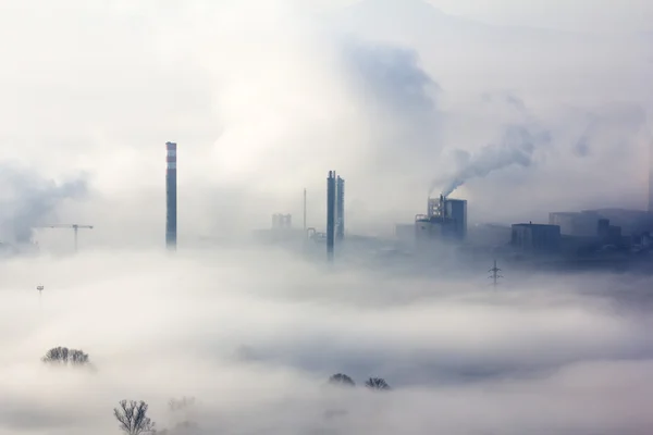 Herfst landschap in de Mist — Stockfoto