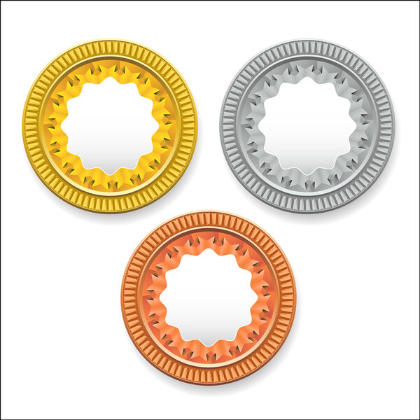 vector round empty medals of gold silver bronze. It can be used as coins buttons icons